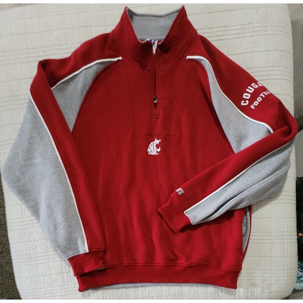 Washington State Cougars Russell 1/4 Zip Pullover Mens XL Red TEAM ISSUED‎ NWOT